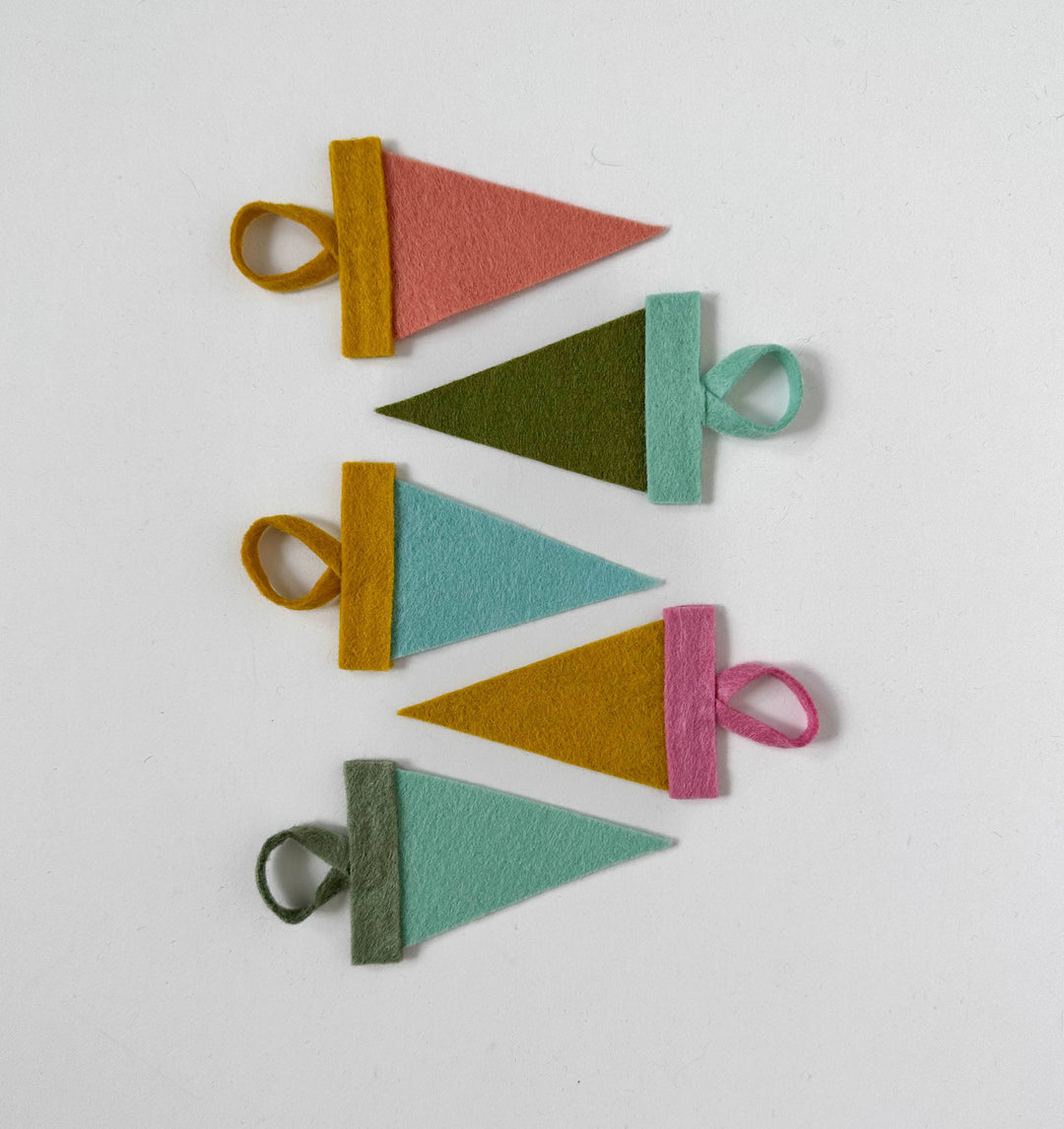 Custom mini pennant : muted pastel colors: Jadeite + moss