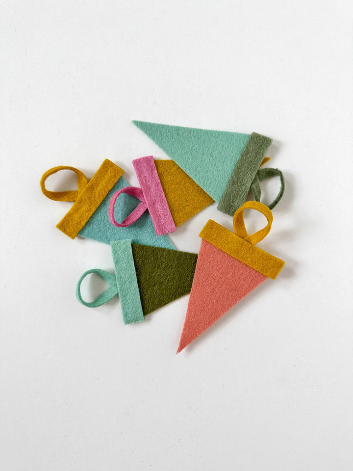 Custom mini pennant : muted pastel colors: Jadeite + moss