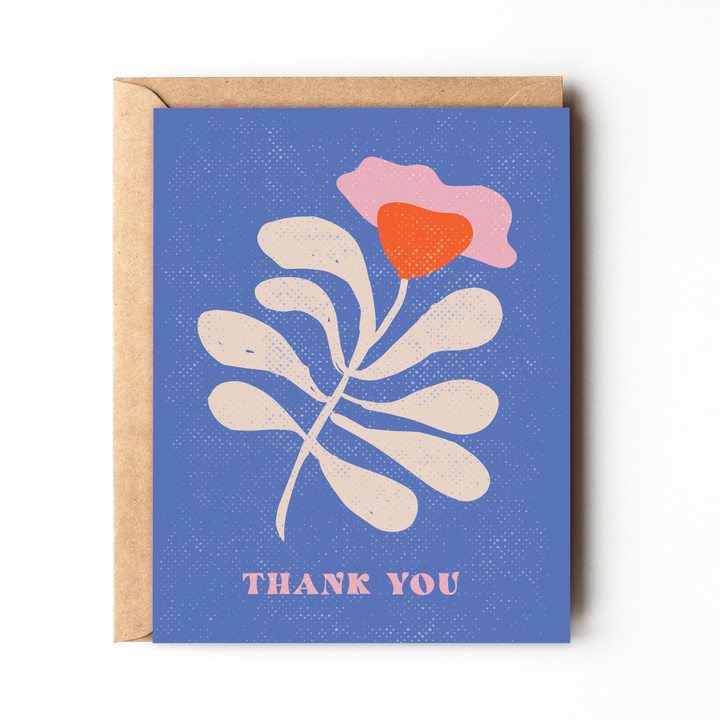 Thank you - Blue Abstract Floral Thank you Card - Beach card