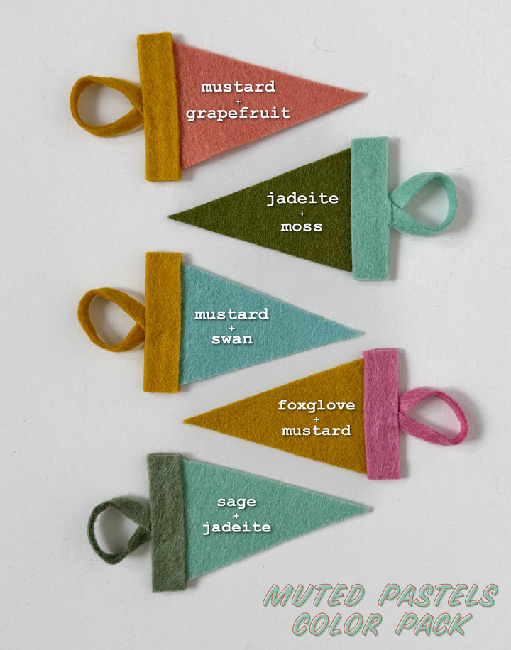 Custom mini pennant : muted pastel colors: Jadeite + moss