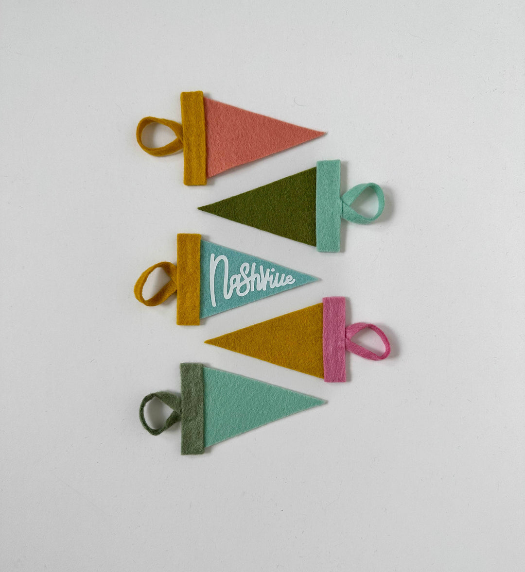 Custom mini pennant : muted pastel colors: Jadeite + moss