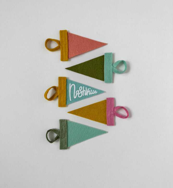 Custom mini pennant : muted pastel colors: Jadeite + moss