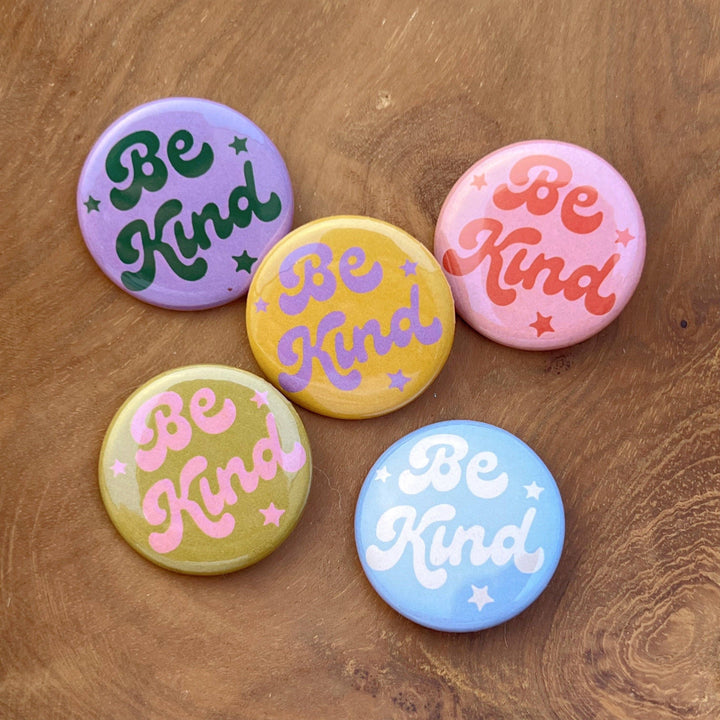 Positivity Button Pins: Be Kind - Sky Blue