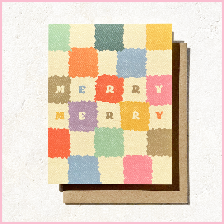 Merry Merry Checker Card | Fun Holiday Card | Christmas