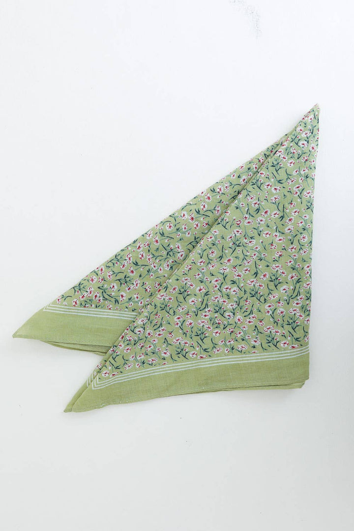 Cotton Field of Flowers Bandana - Muted Color Tones: Sage