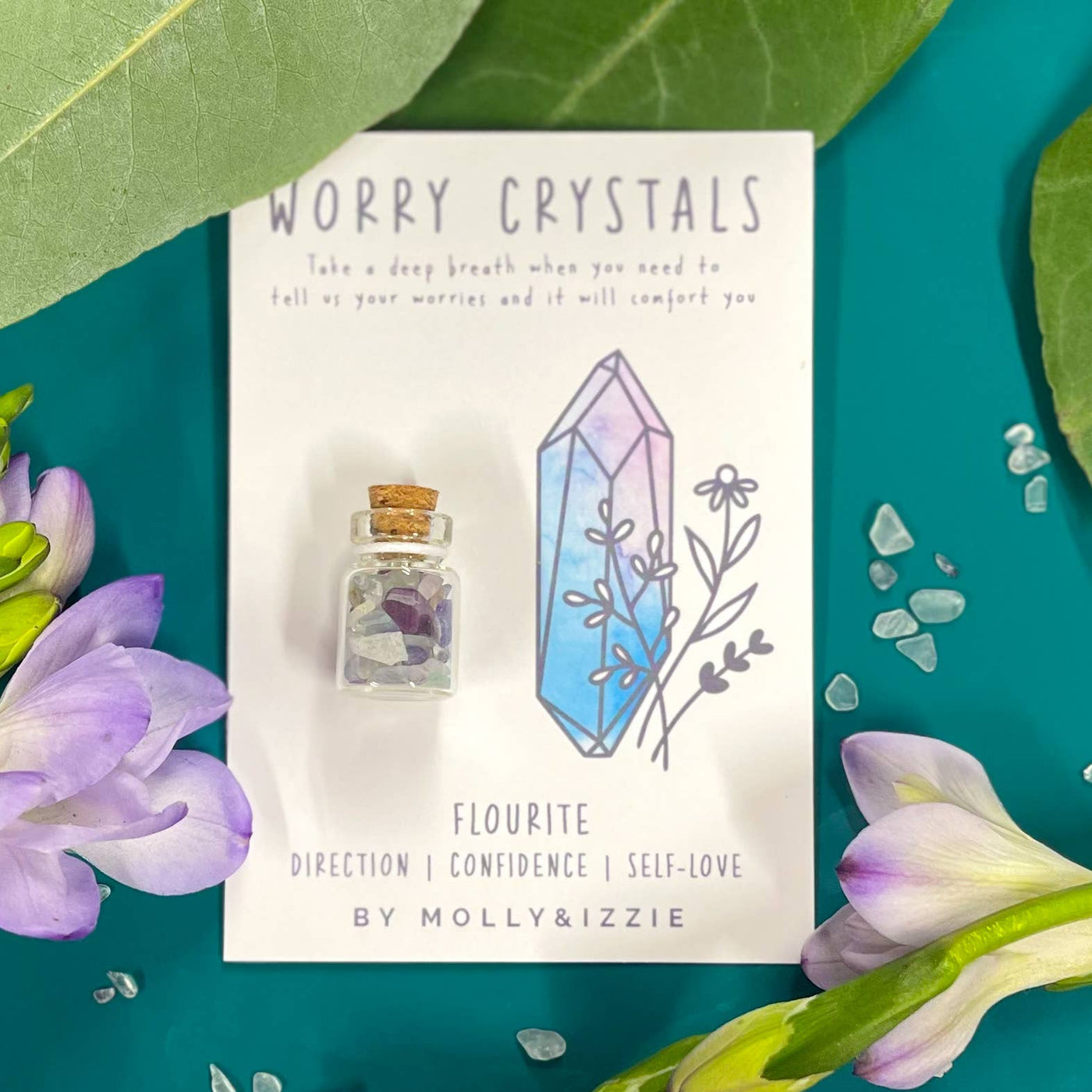 Fluorite Worry Crystal on Card