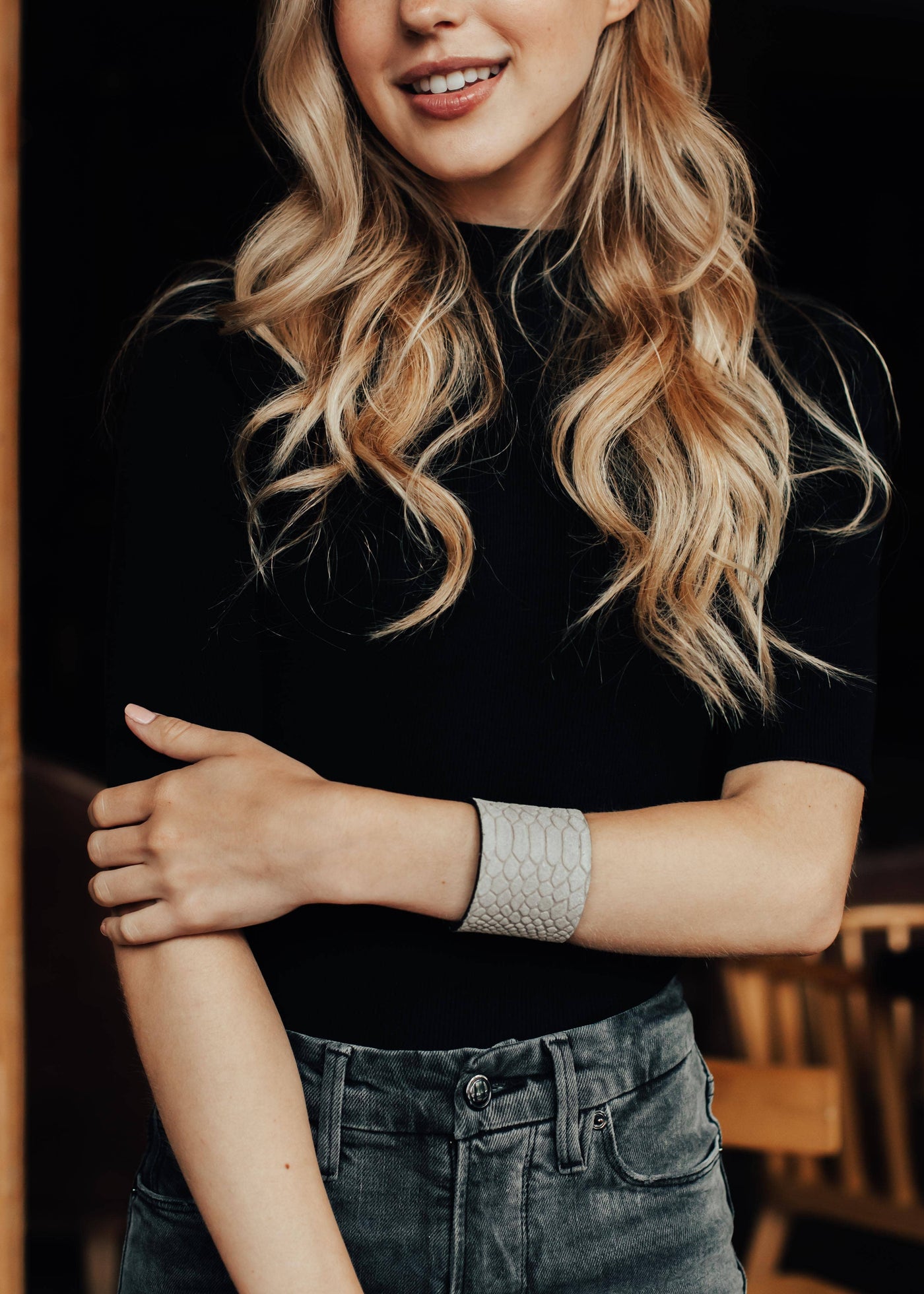 Grey Suede Cuff Bracelet