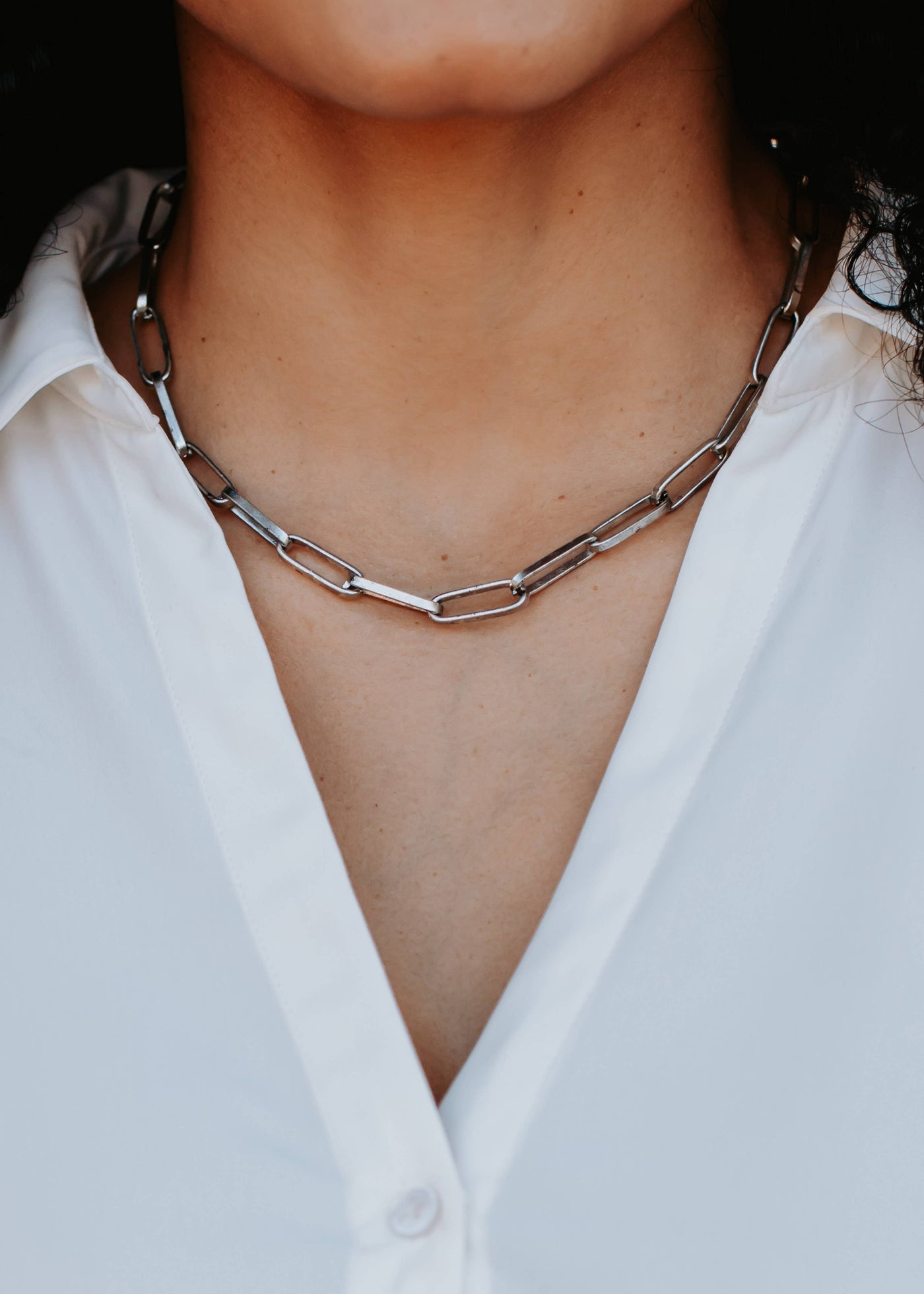 Silver Paperclip Chain Necklace
